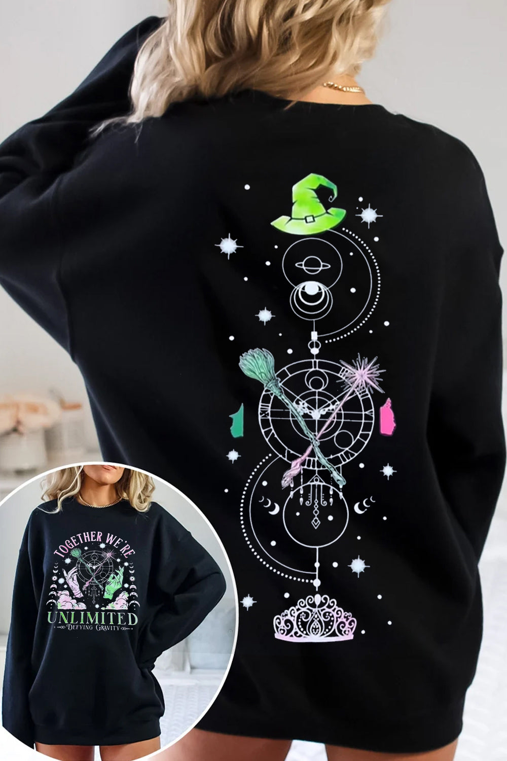 wickedthemusical2-sided printed sweatshirt