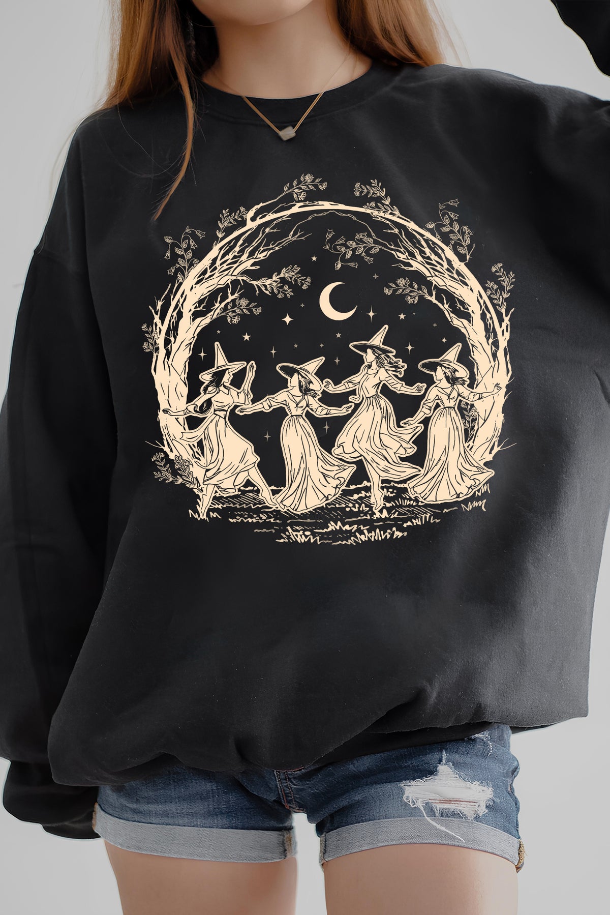 Halloween Witch Vintage Sweatshirt For Women