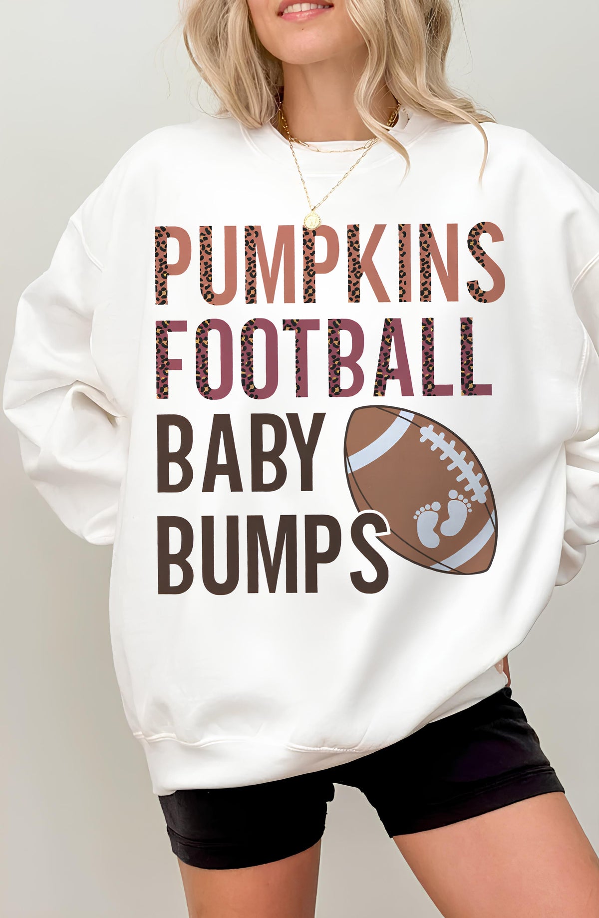 Football Baby Bumps Pregnancy Announcement  Sweatshirt For Women