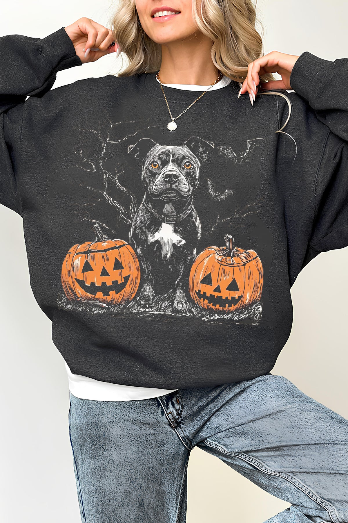 Pitbull Halloween Sweatshirt For Women