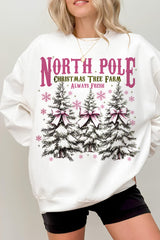 North pole Pink Christmas Coquette bow Sweatshirts For Women