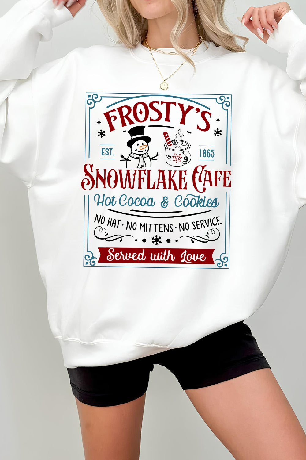 Frosty's Snowflake Cafe  Christmas Vibes Sweatshirt For Women