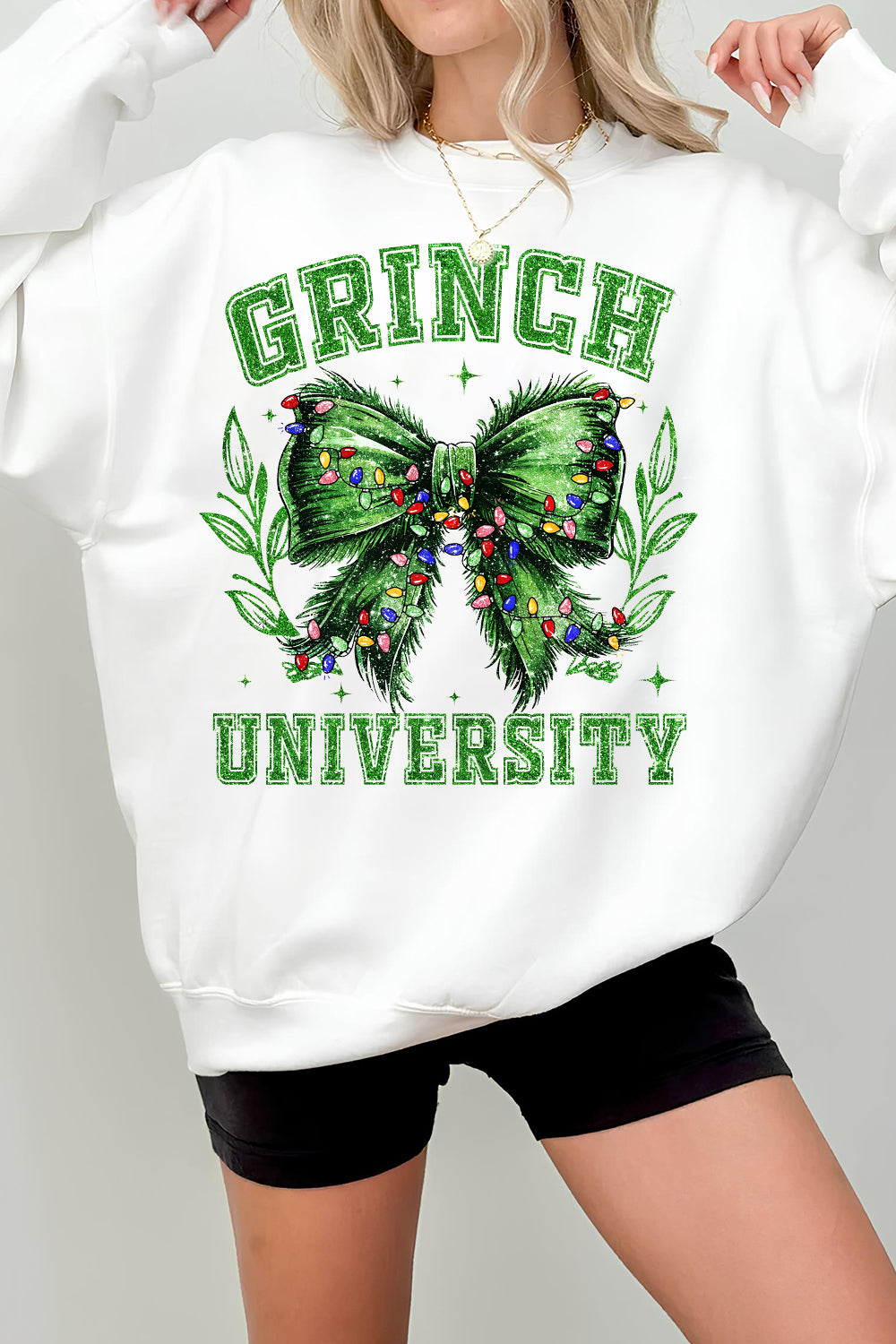 Grinchmas Coquette Bow Christmas  Sweatshirt  For Women