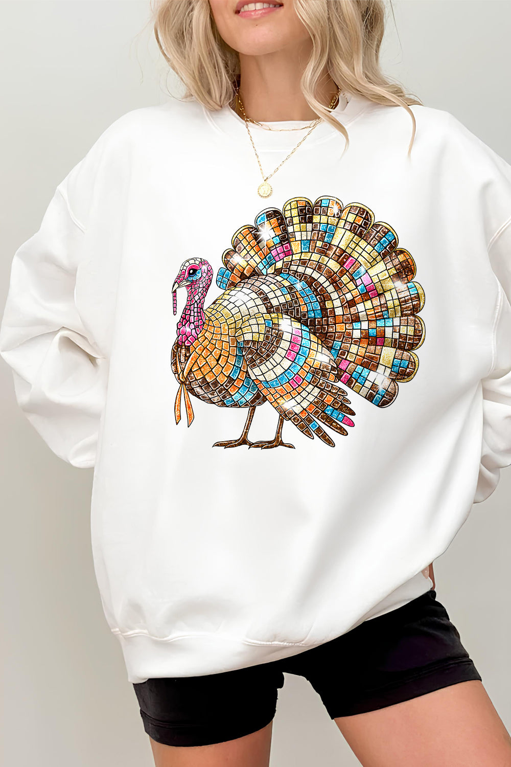 Thanksgiving Turkey Disco Ball  Sweatshirt For Women