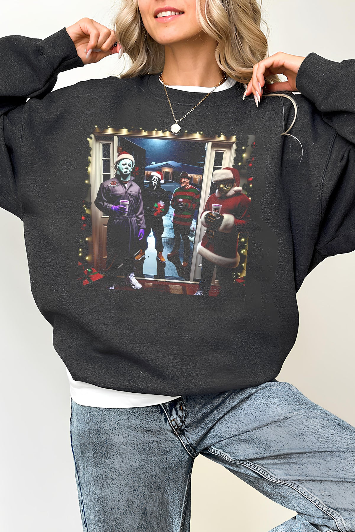 Funny Christmas Horror Movies  Fleece Sweatshirt For Women