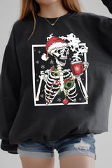 Dead Inside Skeleton Christmas  Fleece Sweatshirt For Women