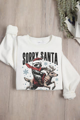 Funny Raccoon with Santa Fleece Sweatshirt  For Women