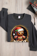 Jolly AF Gingerbread Man Fleece Sweatshirt  For Women