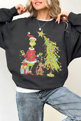 Grinch Christmas Tree Fleece Sweatshirt For Women