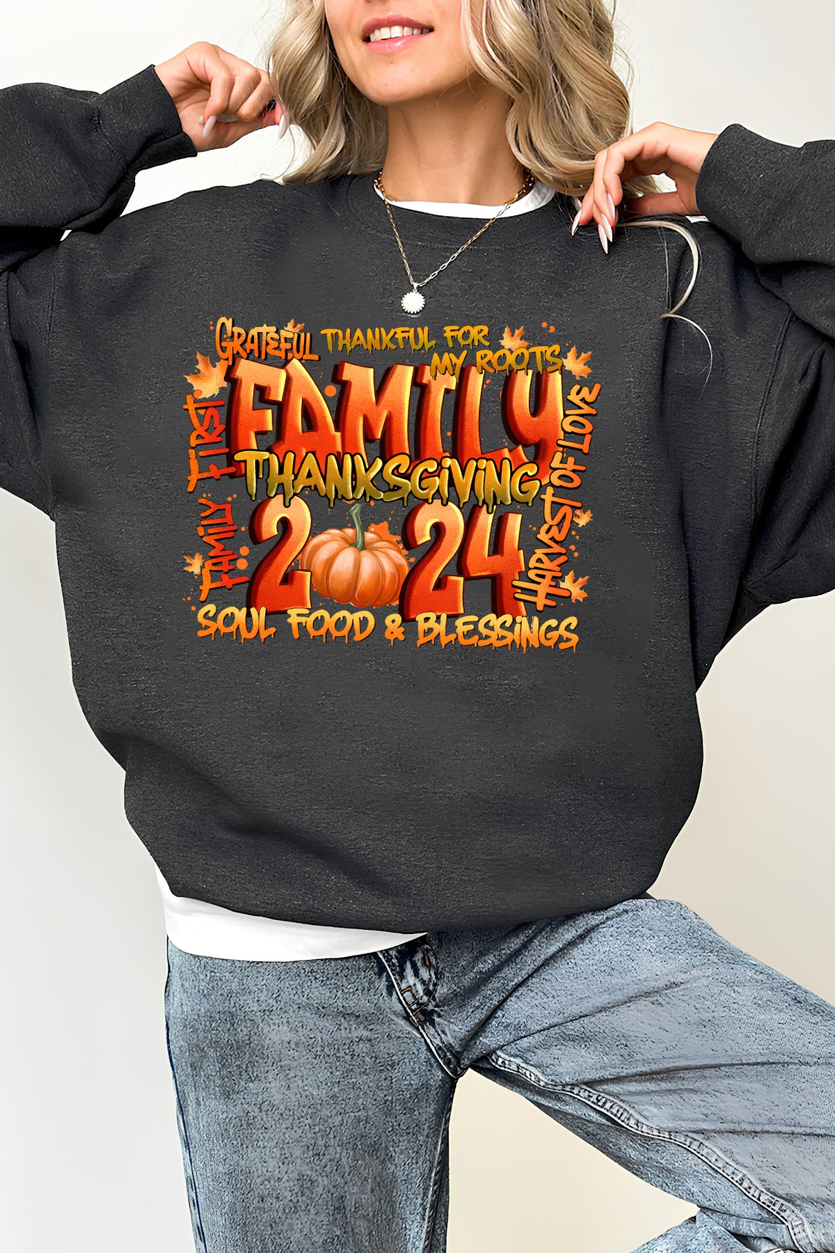 Family 2024 Thanksgiving Fleece Sweatshirt For Women