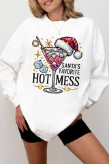 Santa's Hot Mess Fleece Sweatshirt For Women