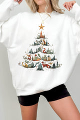 Dragon Christmas Tree Fleece Sweatshirt For Women