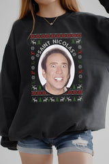 Nicholas Cage Christmas Fleece Sweatshirt For Women