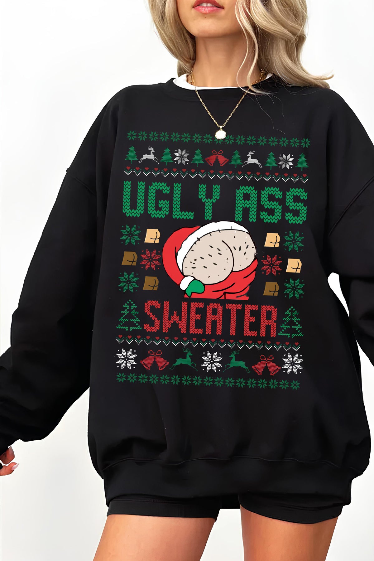 Ugly Christmas Ass XMas Fleece Sweatshirt For Women