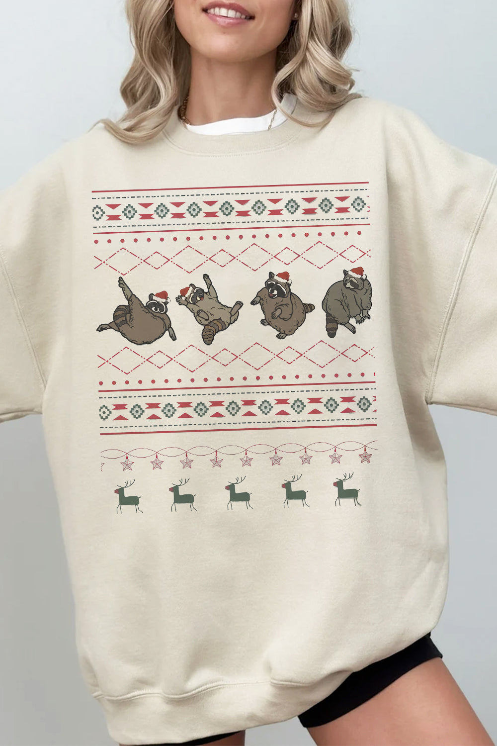 Ugly Raccoon Christmas Fleece Sweatshirt For Women