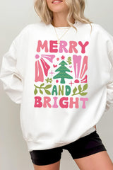 Boho Merry and Bright Floral Christmas Fleece Sweatshirt For Women