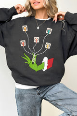 Funny Christmas Lights EKG Fleece Sweatshirt For Women