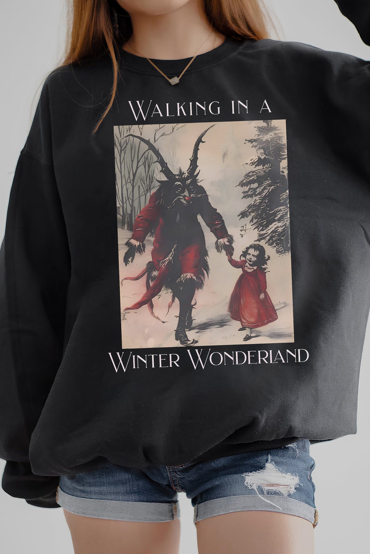 Christmas Krampus Fleece Sweatshirt For Women