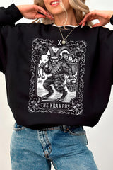 The Krampus Tarot Card Goth Christmas Fleece Sweatshirt For Women