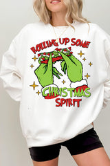 Grinch Rolling up some Christmas Spirit Fleece Sweatshirt For Women