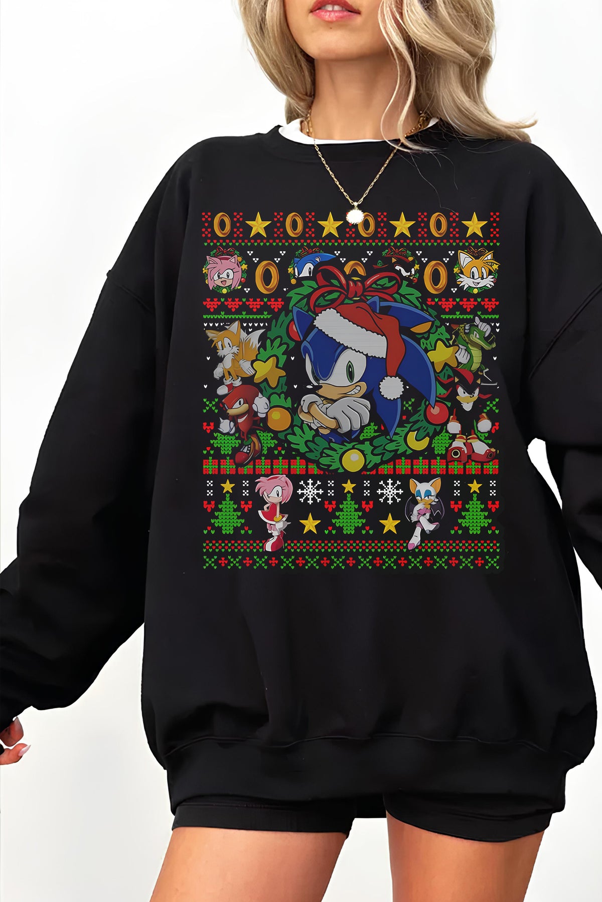 Sonic Christmas Fleece Sweatshirt For Women