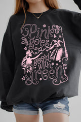 Sage And Sprout Pink Goes Good With Green Fleece Sweatshirt For Women