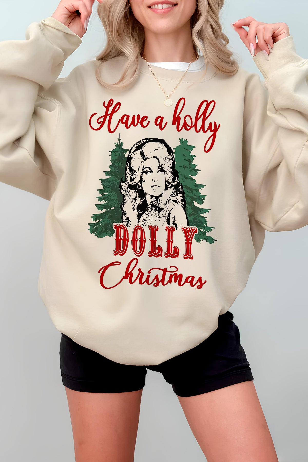 Have A Holly Dolly Christmas Fleece Sweatshirt For Women