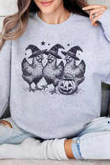 Chicken Witches Funny Halloween Sweatshirt For Women