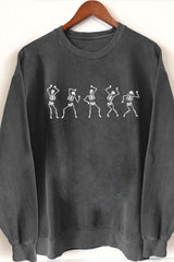 Fall Dancing Skeleton Sweatshirt For Women