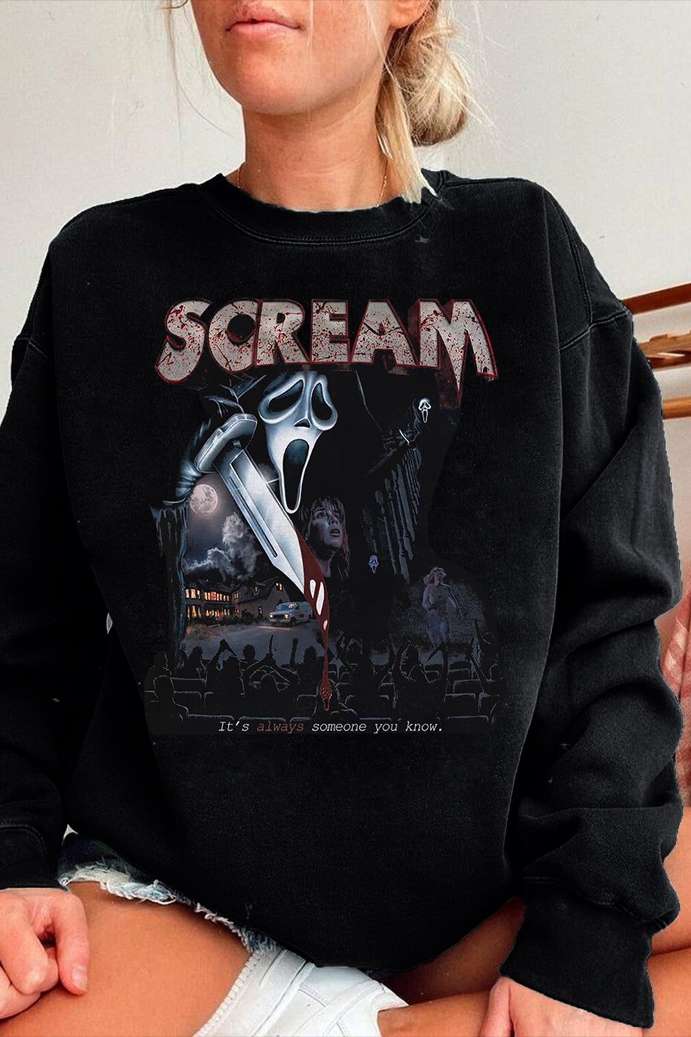 Scream Vintage Halloween Ghostface Sweatshirt For Women