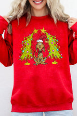 Whimsical Christmas Tree Dog Max Whoville Tree Fleece Sweatshirt For Women