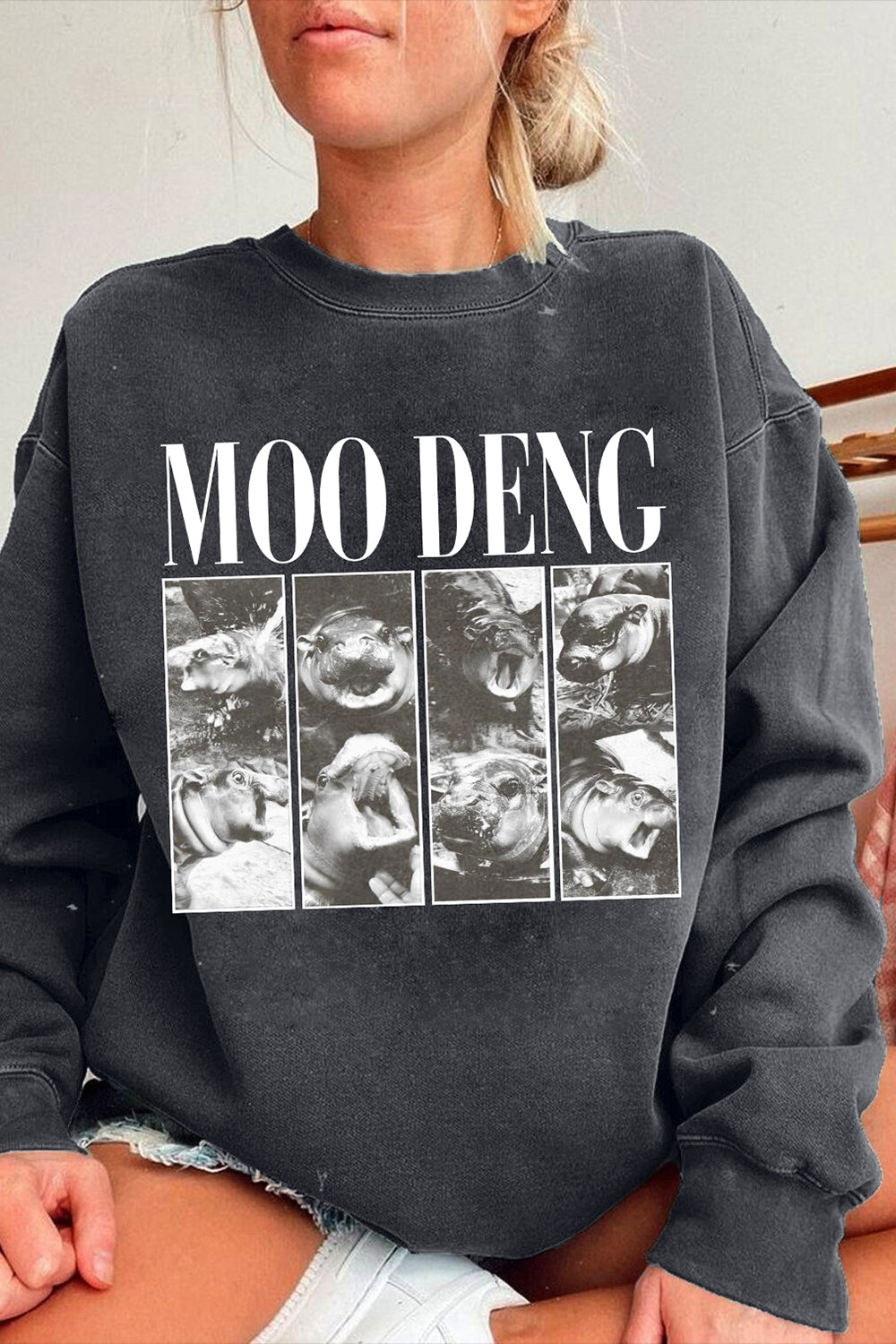 Trendy Hippo Moo Deng Sweatshirt For Women