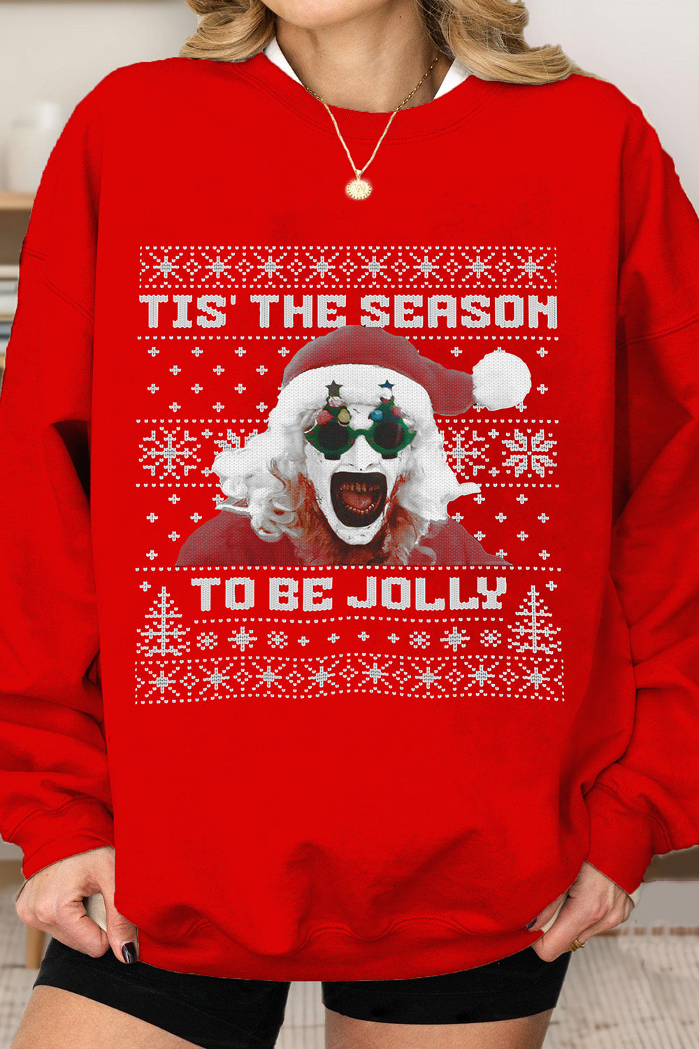 Terrifier Art the Clown Tis The Season To Be Jolly Fleece Sweatshirt For Women