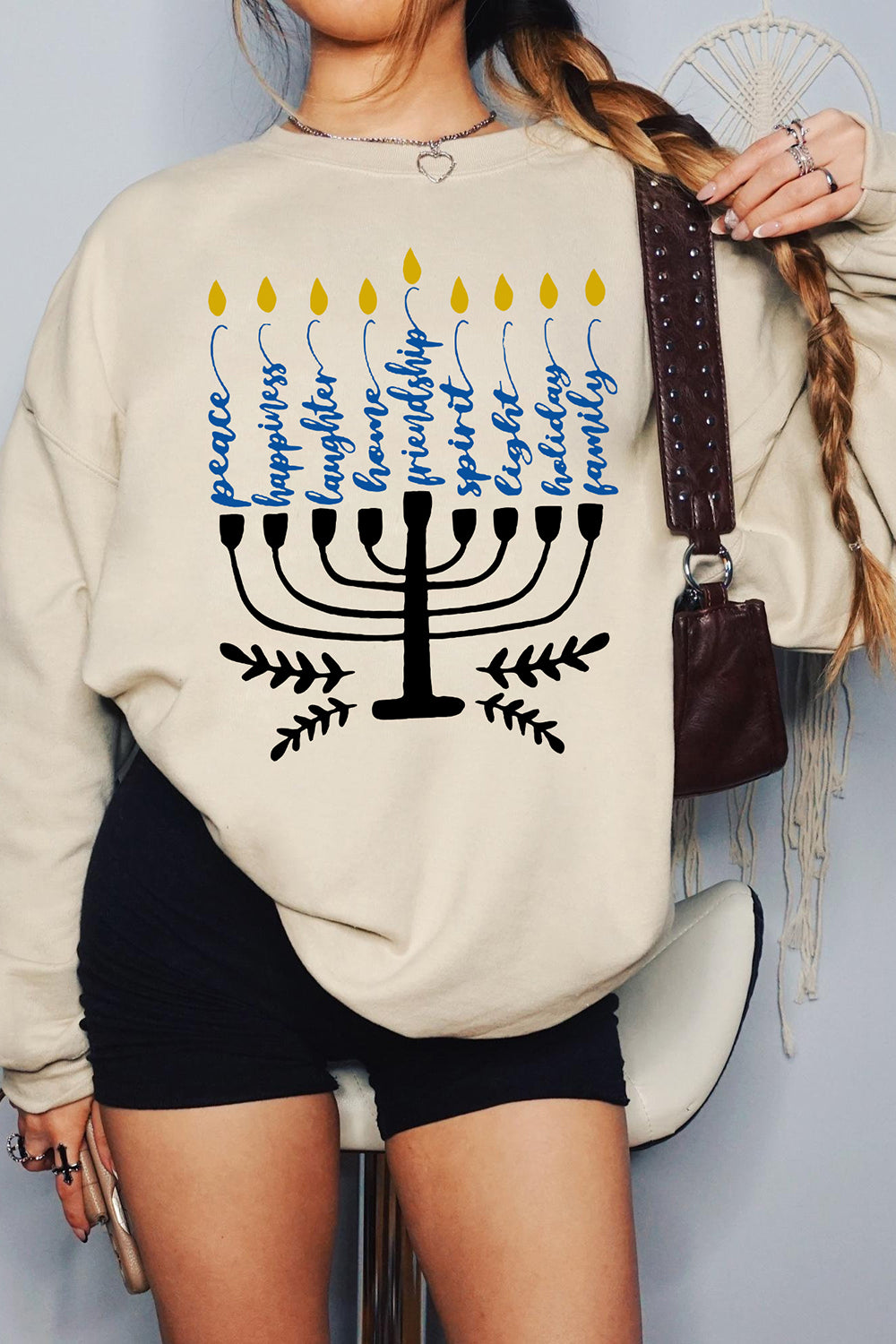 Happy Hanukkah Jewish Fleece Sweatshirt For Women