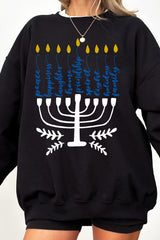 Happy Hanukkah Jewish Fleece Sweatshirt For Women