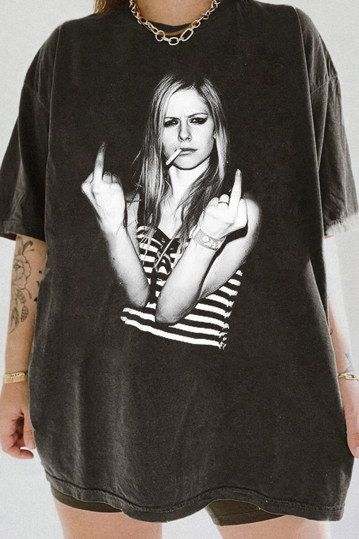 Avril gives middle finger Retro Tee For Women