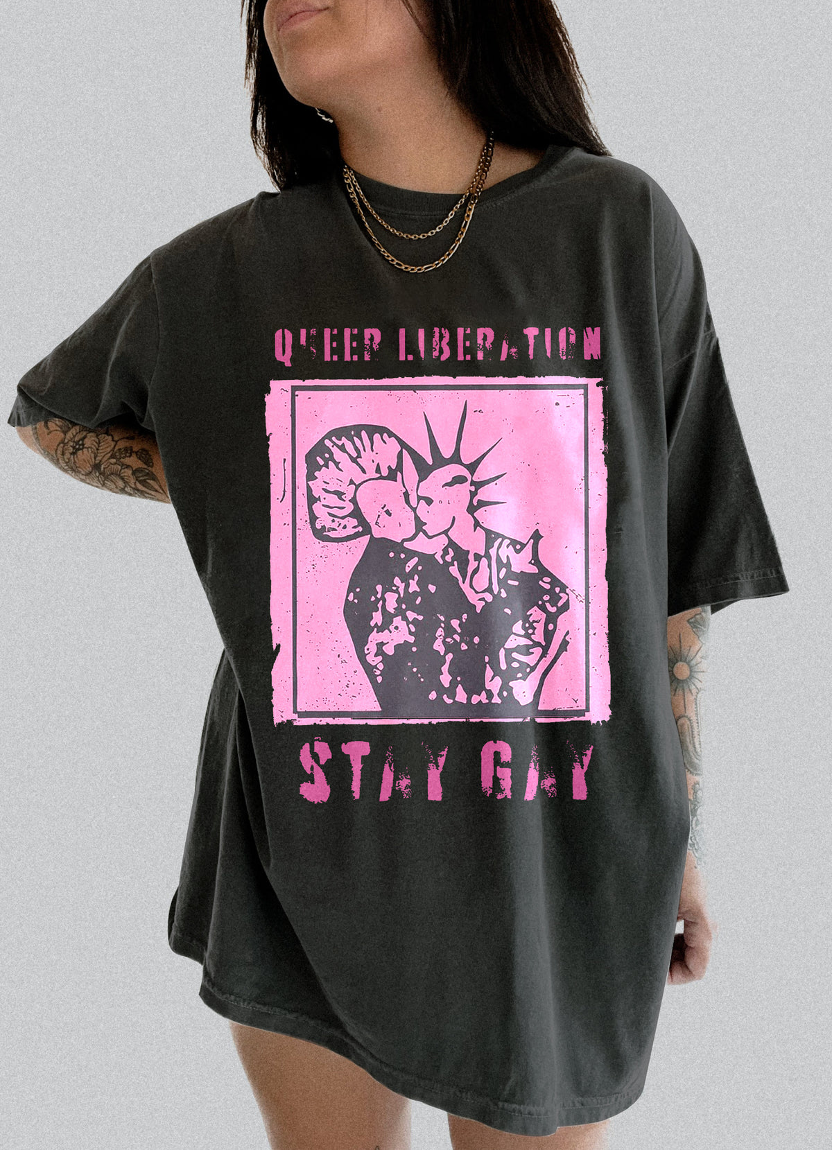 Stay Gay Vintage Punk Pride Tee For Women