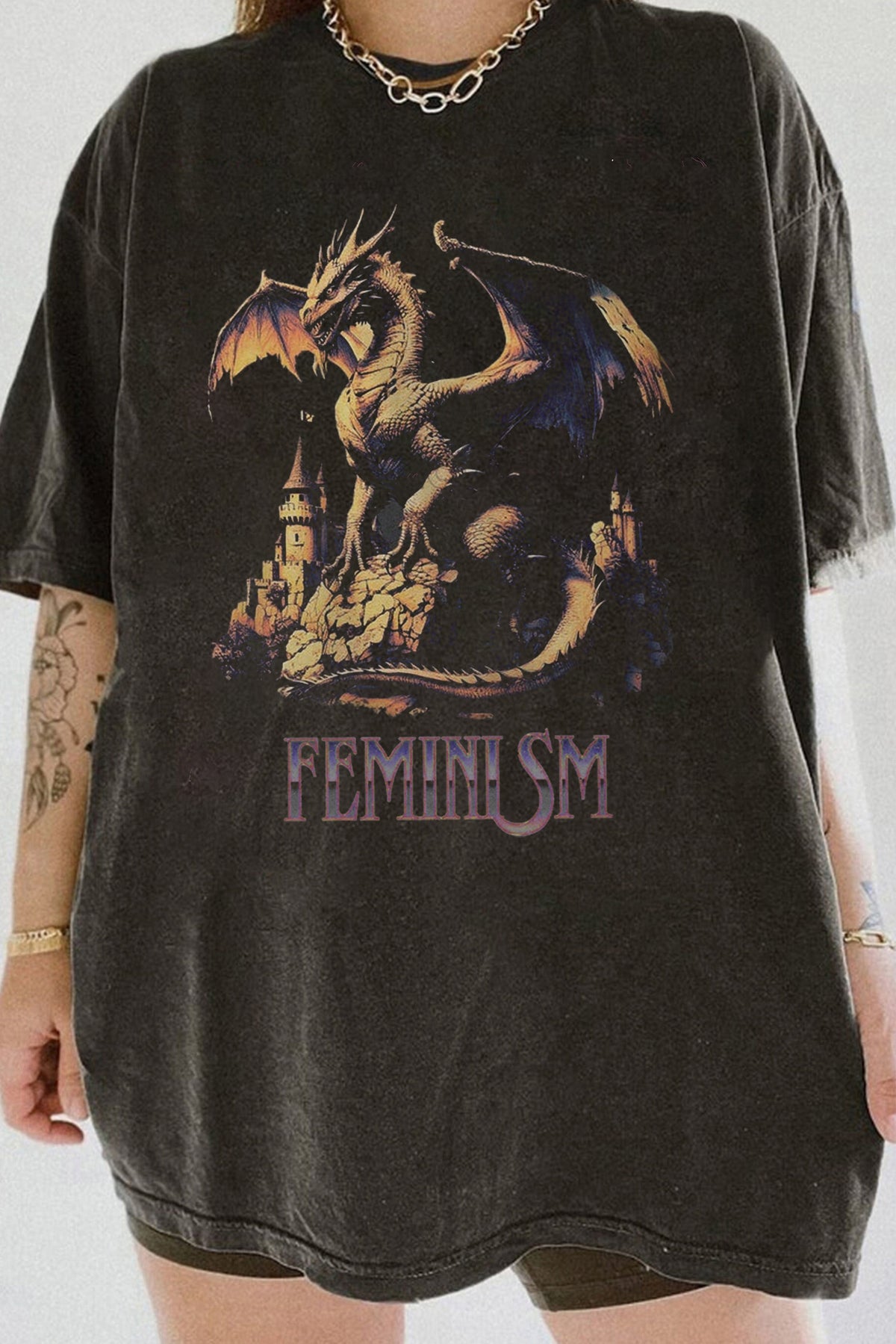 Feminism Dragon Fantasy  Tee For Women