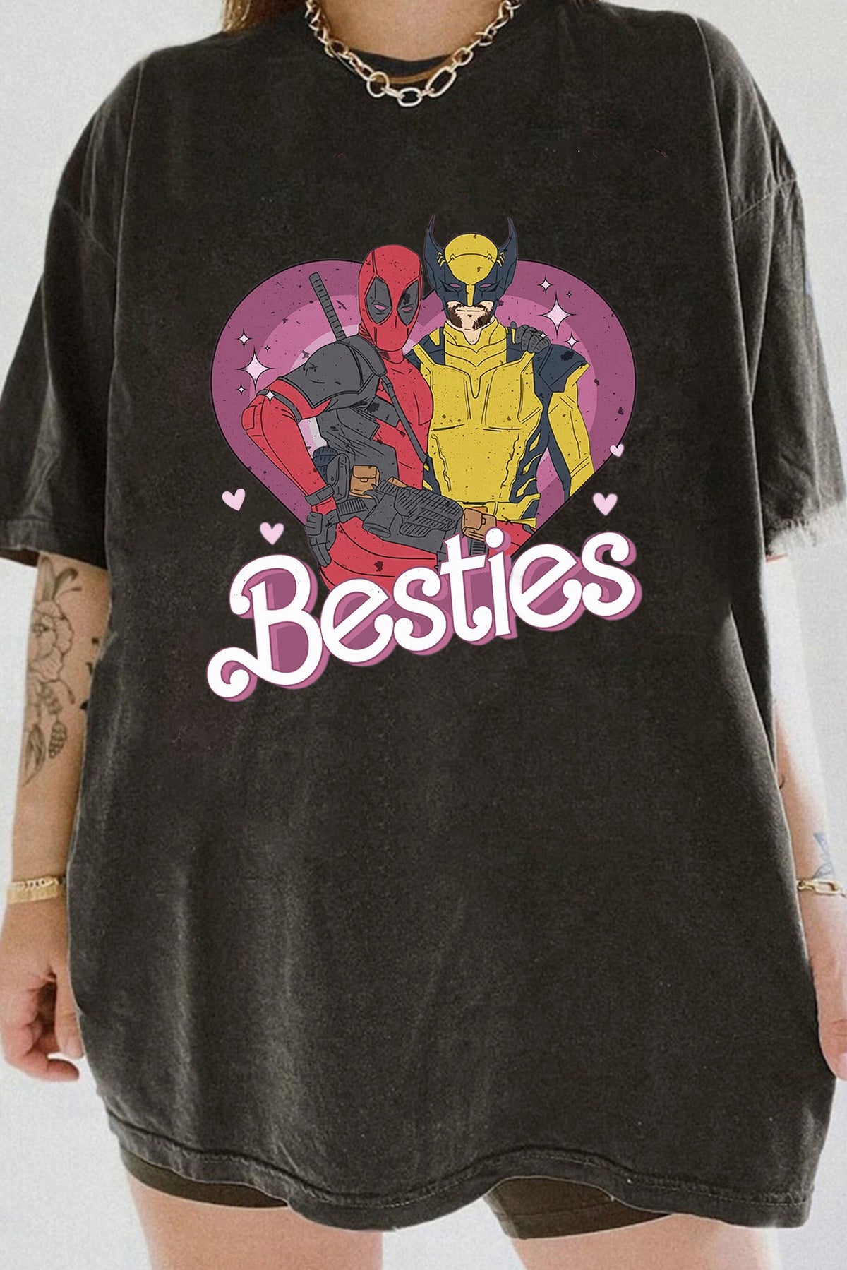 Cute Deadpool Wolverine Besties Forever Tee For Women