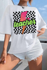 Retro Checkered Teacher Tee For Women