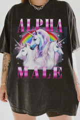 Alpha Male Unicorn Ironic  Tee For Women