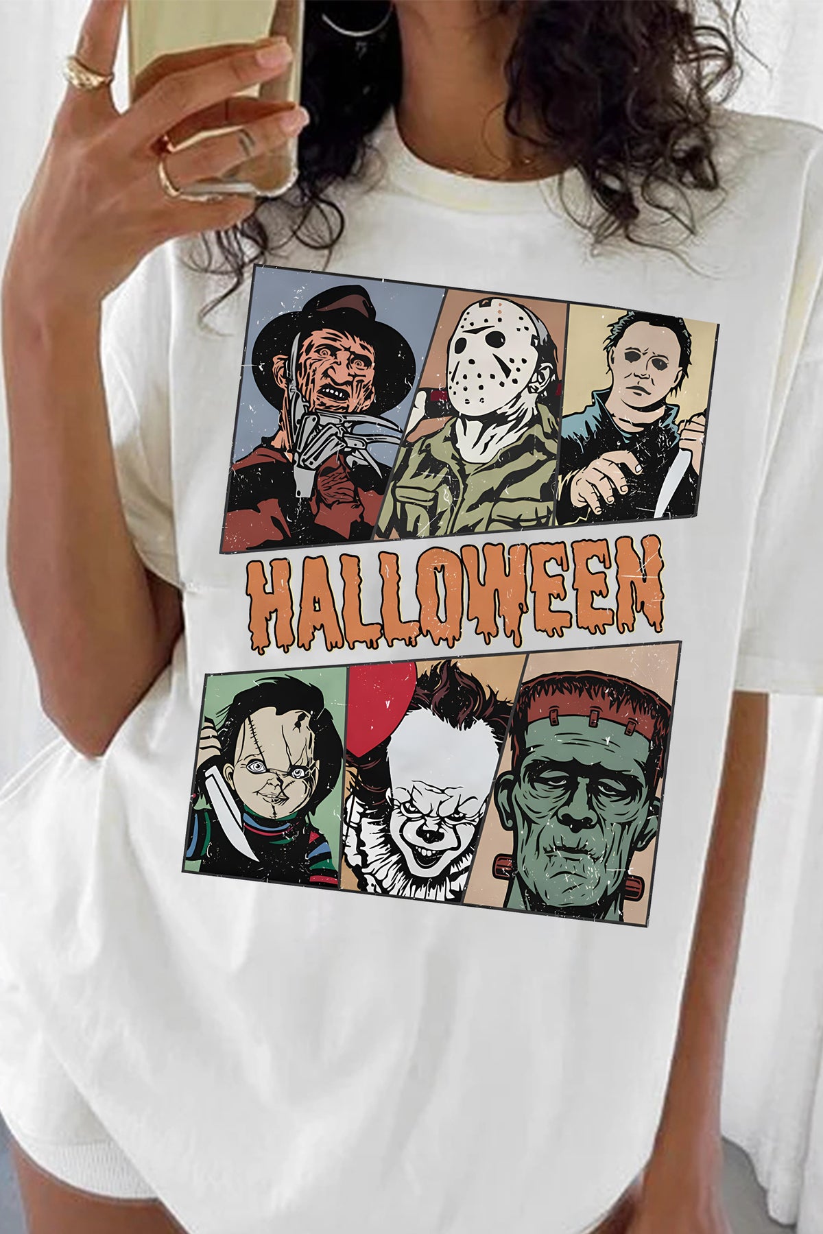 Retro Halloween  Movie  Tee  For Women