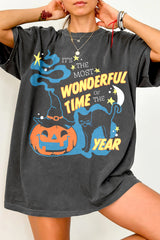 It's the Most Wonderful Time of the Year-Vintage Black Cat Halloween  Tee For Women