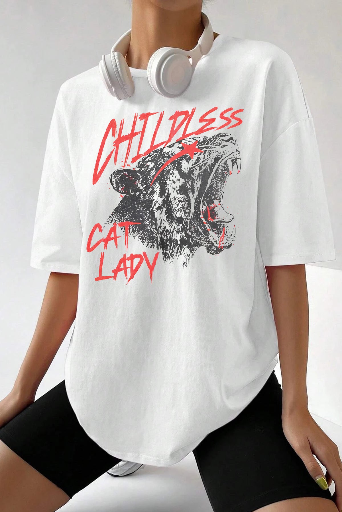 Graffiti style Childless Cat Lady  Tee For Women