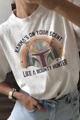 Star Wars Vintage Karma Is On Your Scent Bounty Hunter  Tee For Women