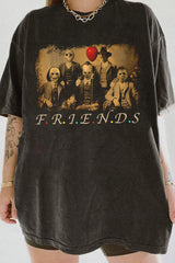 Friends Horror Five Characters Squad  Funny Halloween Movie   Tee For Women