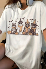 Cool Halloween Cats Tee For Women