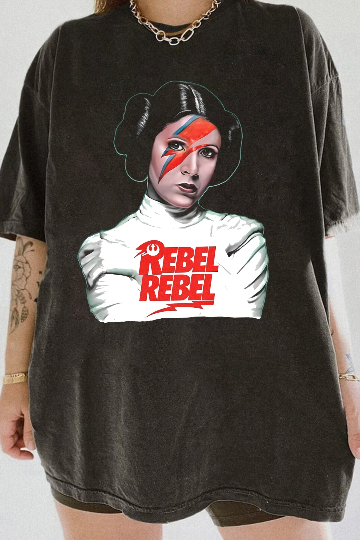 Princess Leia Ziggy Stardust Star Wars  Tee For Women