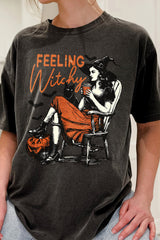 Feeling Witchy  Retro Halloween Tee For Women