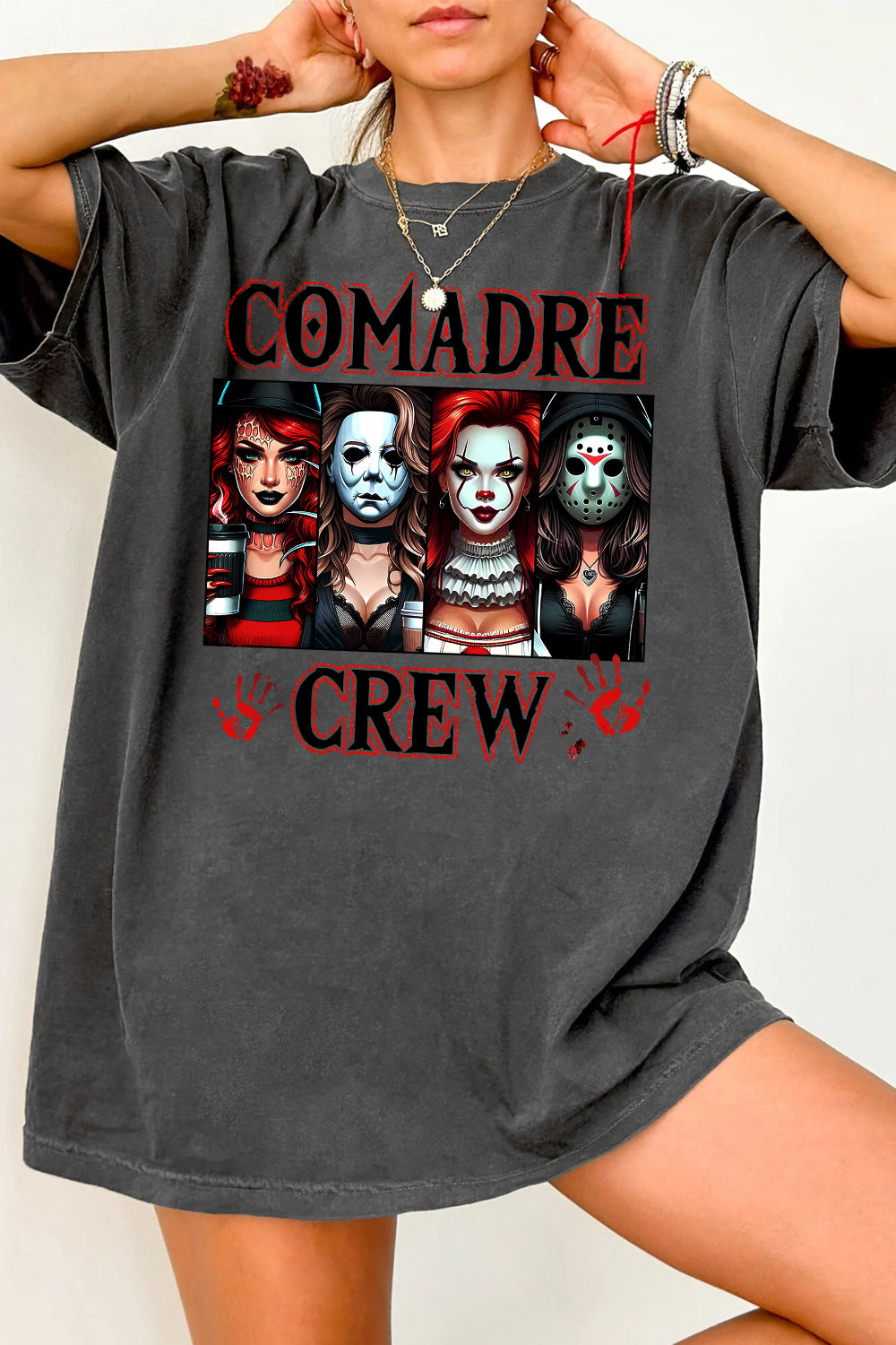 Comadre Crew Horror Girl  Tee For Women